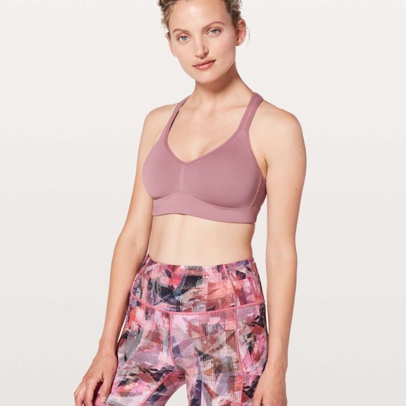 Lululemon Speed Up Bra C/D High Support Sports Bra Figue Mauve Run Train Mesh 4 - Picture 1 of 11